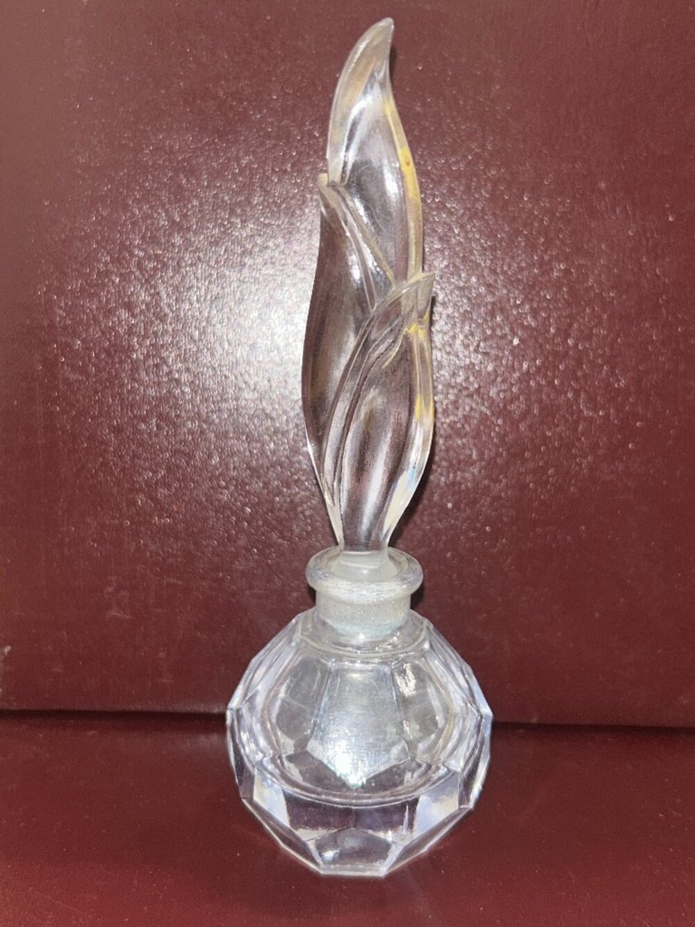 Vintage Empty Glass Bottle with Feather Shaped Topper